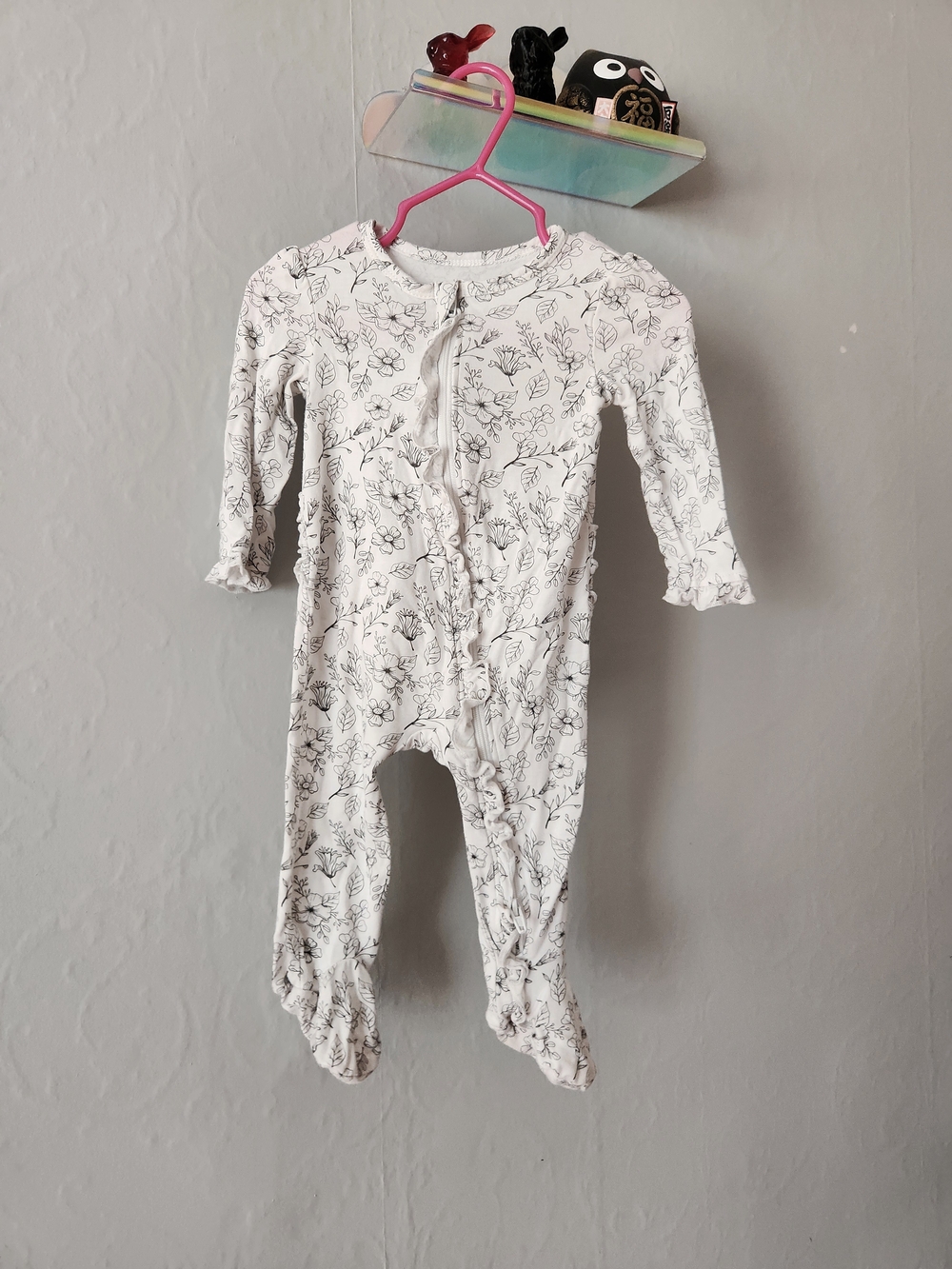 Little Me Bamboo White Floral Footie